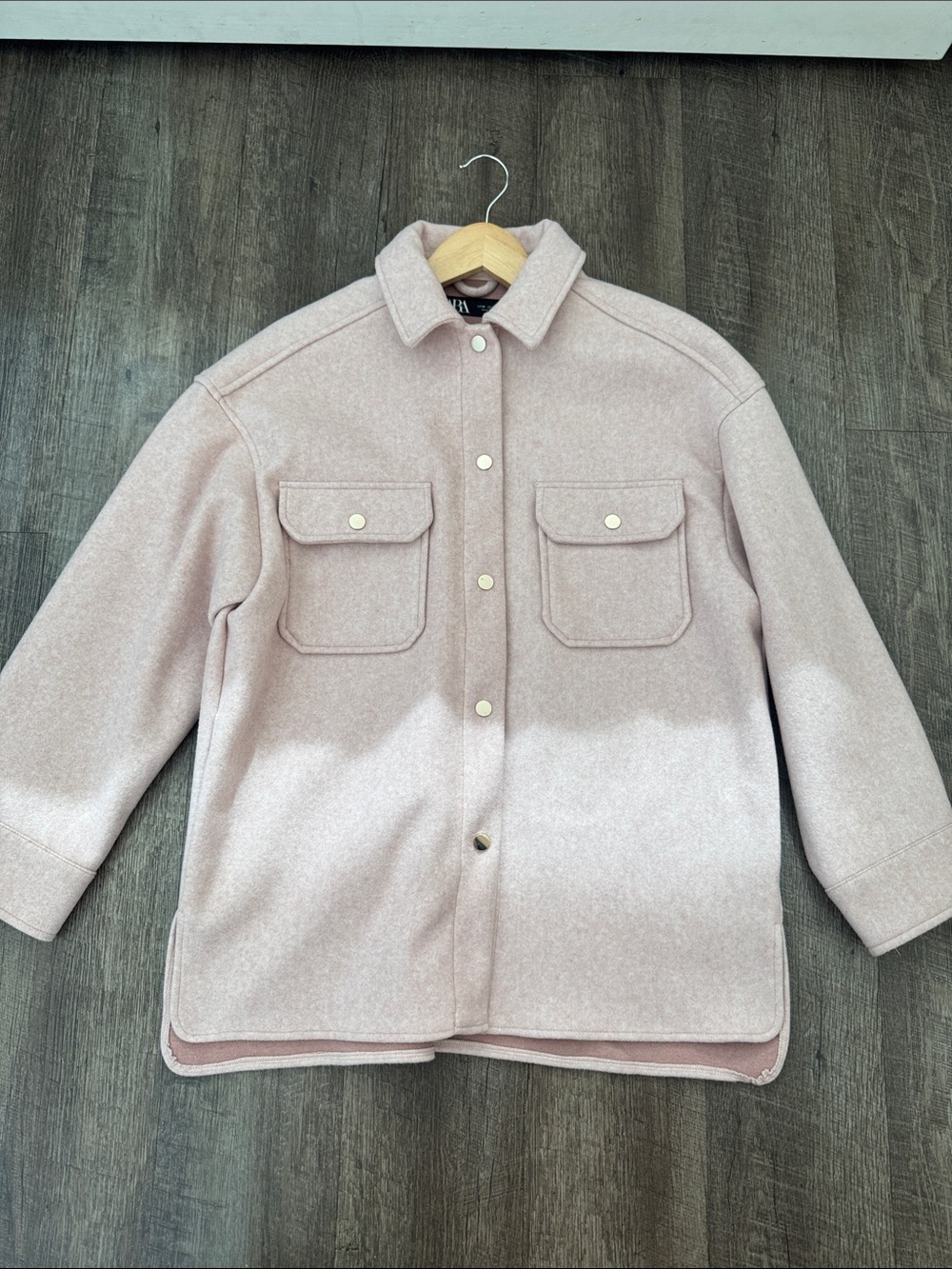 Zara Light Pink Wool Shacket Jacket